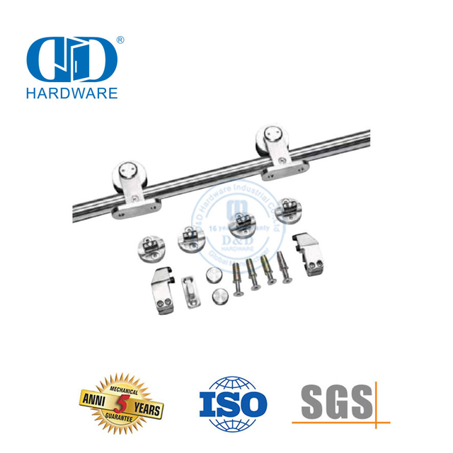 Industrial Stainless Steel Heavy Duty Glass Door Kits Sliding Barn Door Hardware Set-DDBD046