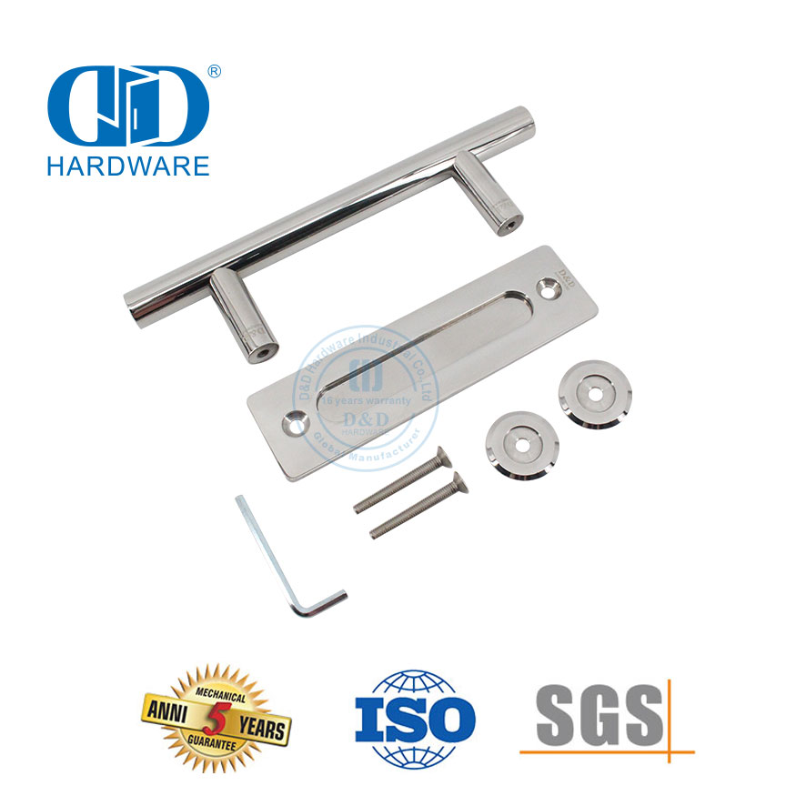 Stainless Steel Balcony Sliding Door Polished Barn Door Handles Set Double Sided Door Handle-DDBD102 PSS