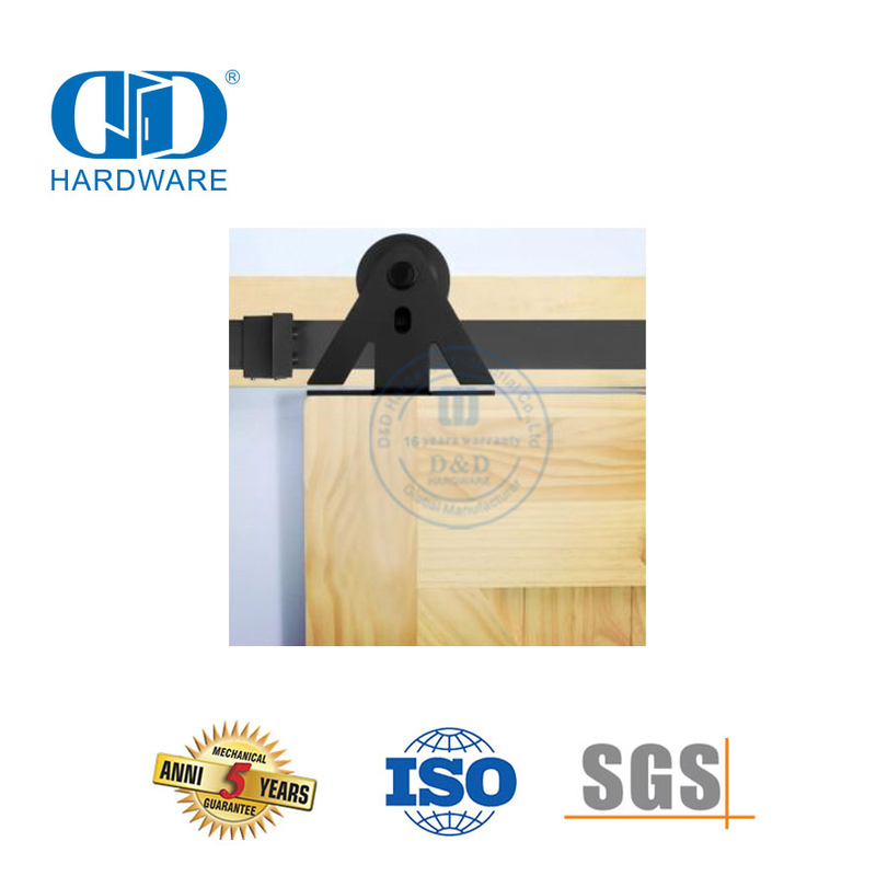 Stainless Steel Exterior Barn Door Hardware Black Color Wooden Sliding Door Fitting Steel Garage Hardware-DDBD019