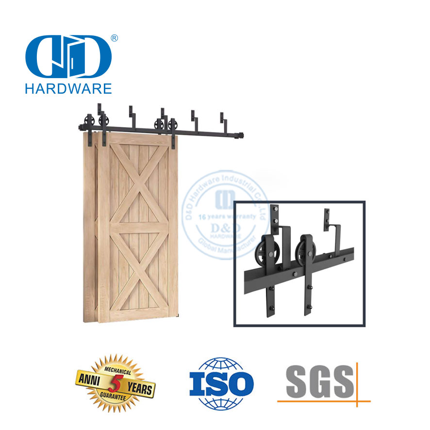 Stainless Steel Black Finish Metal Sliding Barn Door Slide Building Hardware Fittings Door Hardware Track Set-DDBD021