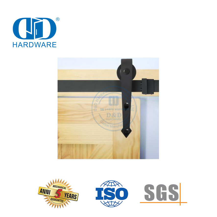 Customized Stainless Steel Black Indoor Barn Door Hardware Kit Track Garage Door Hardware Accessory-DDBD017