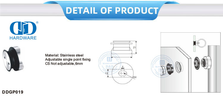 Adjustable Stainless Steel Glass Sliding Door Point Fixed Clamp Accessories Glass Hardware Furniture Fitting-DDGP019