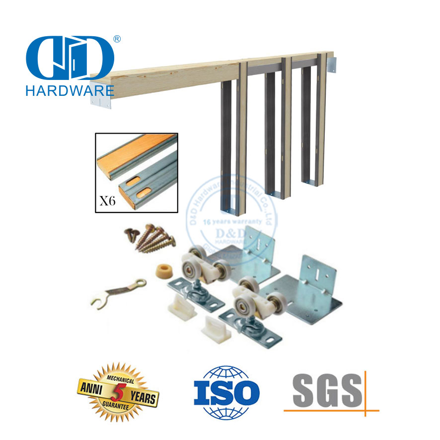 Stainless Steel Barn Wood Door Hardware Pocket Door Frame Hardware For 48 Inch Door Wide-DDBD062