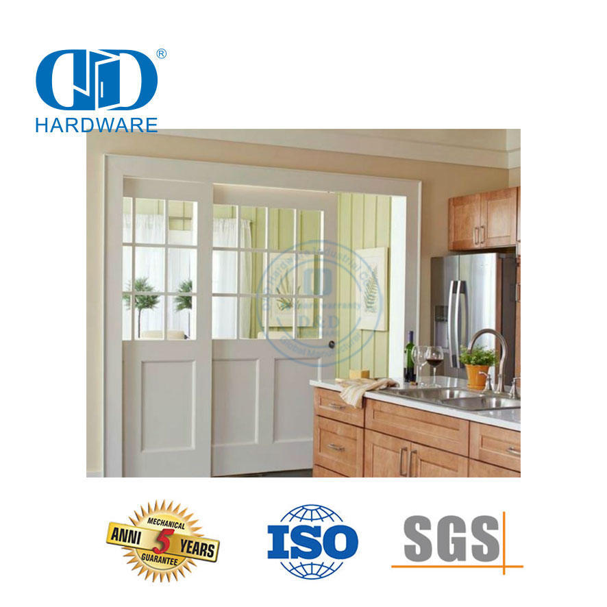 Stainless Steel Hardware Set Track Kit Barn Wood Door Hardware Lockable Pocket Door Frame Hardware-DDBD060