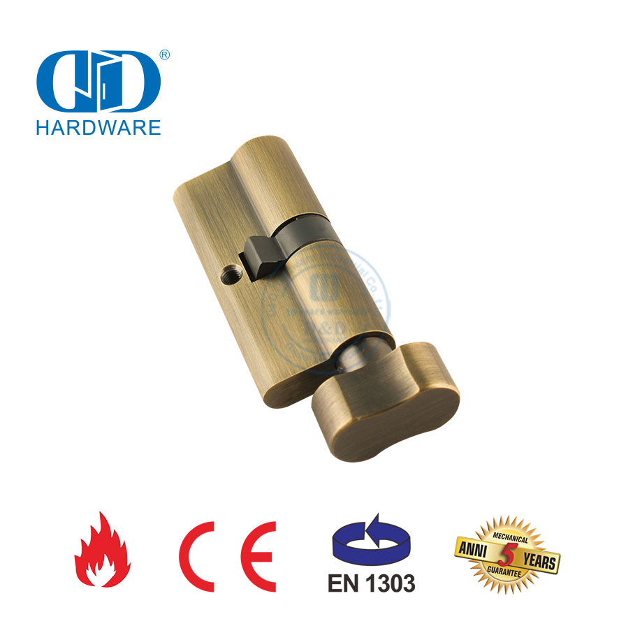 Antique Brass Euro Profile EN 1303 Toilet Door Cylinder for Mortise Lock-DDLC007-70mm-AB