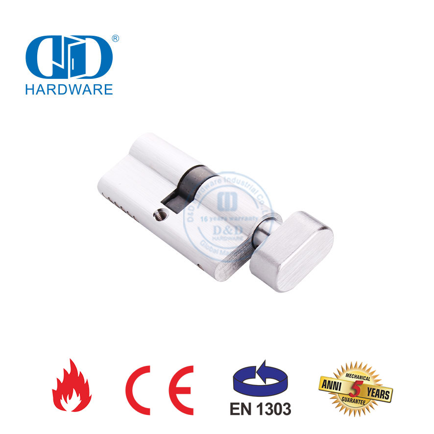 EN 1303 Satin Chrome Thumb Turn Lock Cylinder with Key-DDLC004-70mm-SC