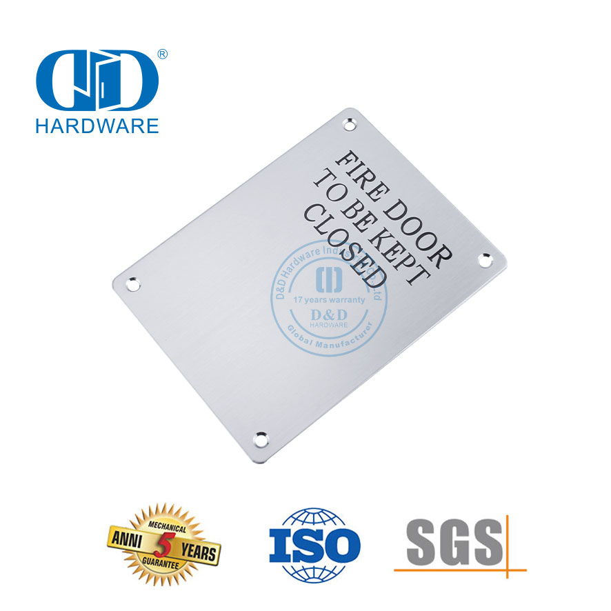 Fire Door Signature Square Type Fire Door Kept Closed Stainless Steel Sign Plate Public Washroom Toilet Door Signature Plate-DDSP010