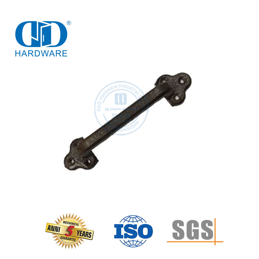 Stainless Steel China Factory Black Color Cast Iron Twisted Wrought Barn Door Handle Double Sided Door Handle-DDBD119