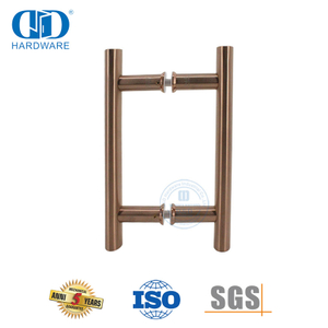 Office Furniture Rose Gold Circular Tube H-Shaped Stainless Steel 201 Shower Sliding Glass Door Handle-DDPH001-A Φ25-RG