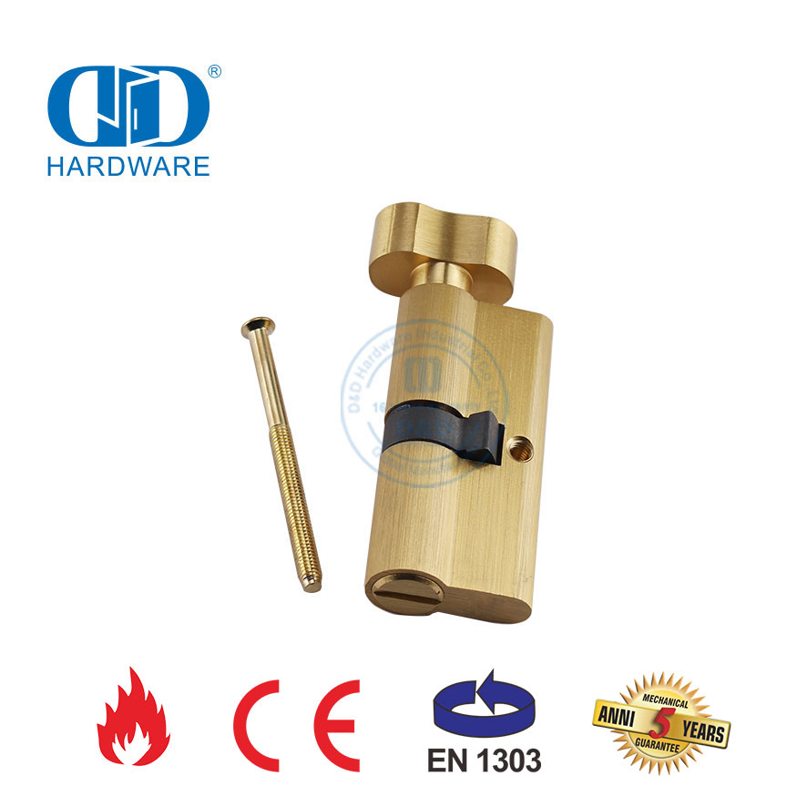 Satin Brass Bathroom Mortise Lock Cylinder with EN 1303 Certification-DDLC007-70mm-SB