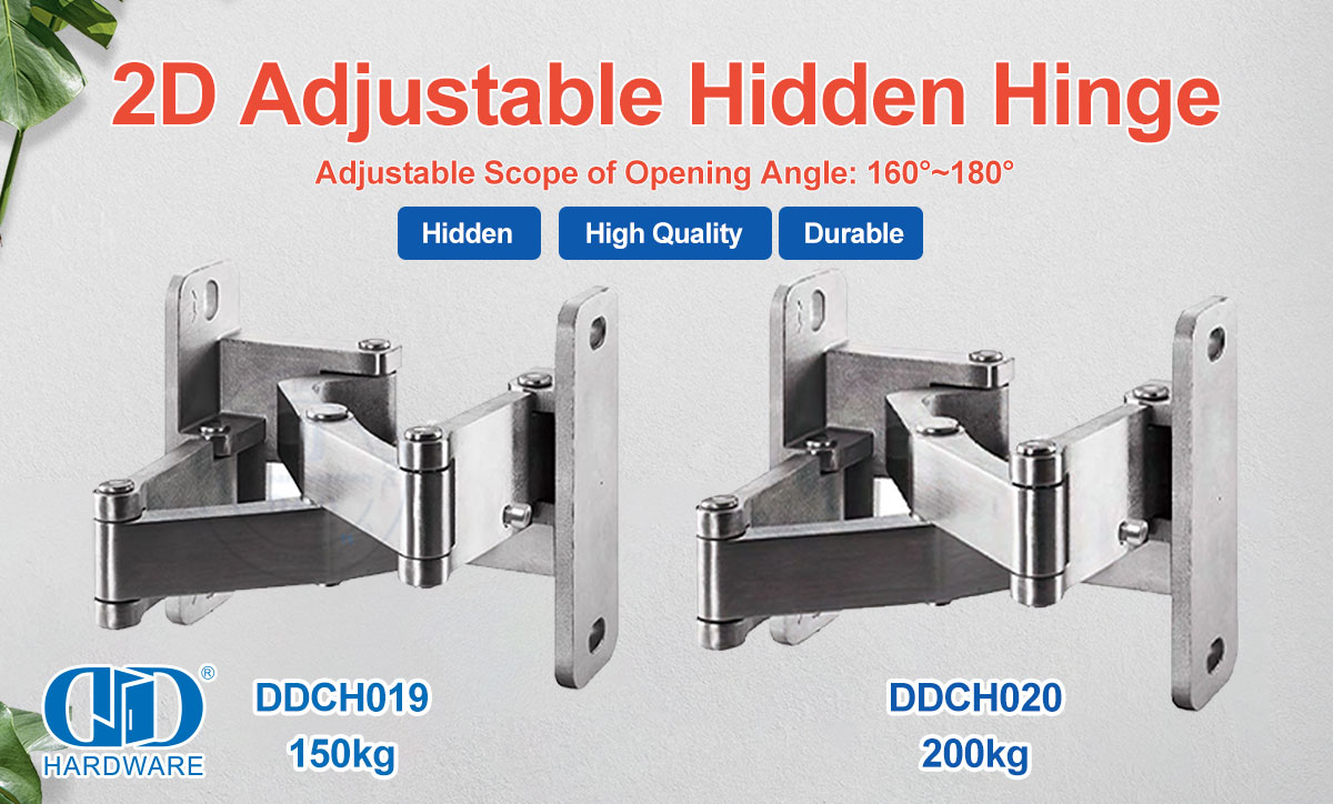 Steel Material 2D (Two Dimension) Adjustable Front Door Hidden Hinges