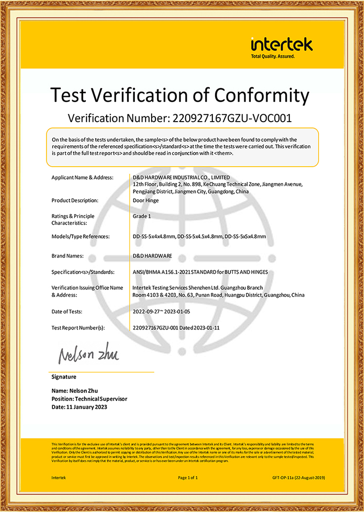 BHMA ANSI Grade 1 Heavy Duty Commercial Interior Door Hinge for Saudi Arabia-DDSS001-ANSI-1-5x4.5x4.8mm