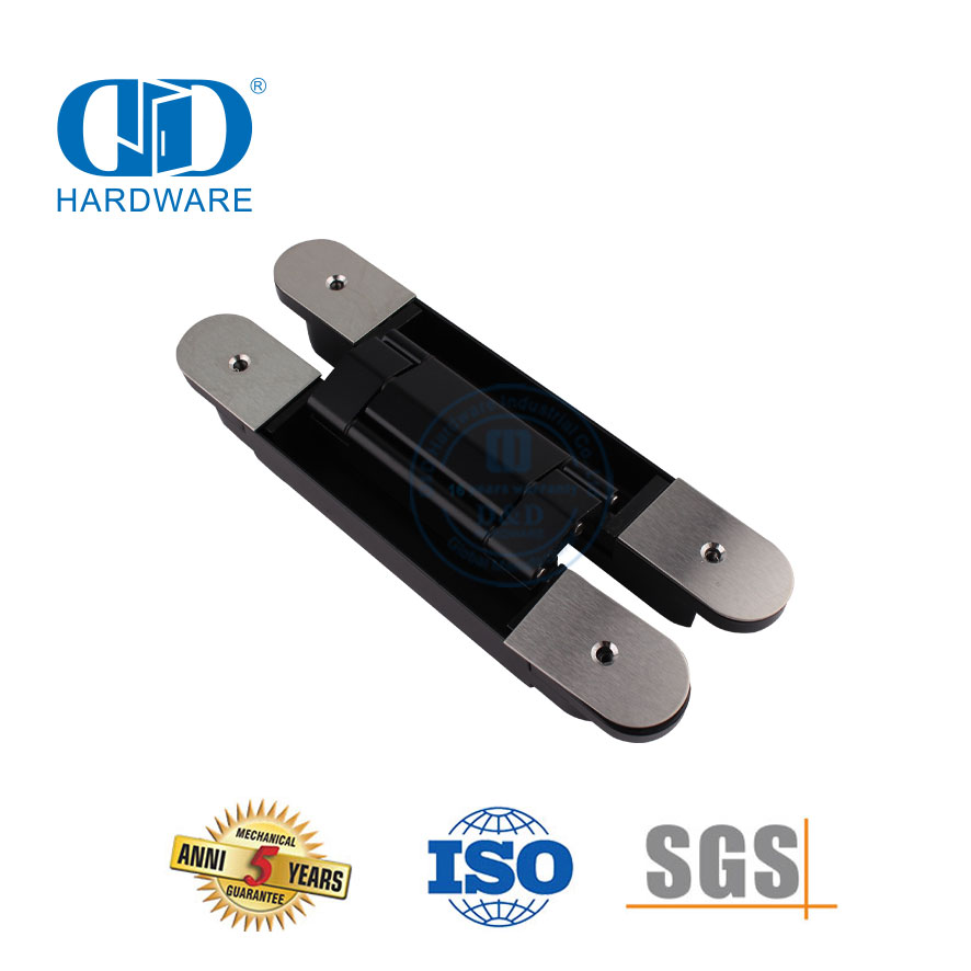 High Security Zinc Alloy 3D Concealed Invisible Furniture Closet Wardrobe Hardware Non-handed Pivot Double Door Hinge-DDCH008-G80