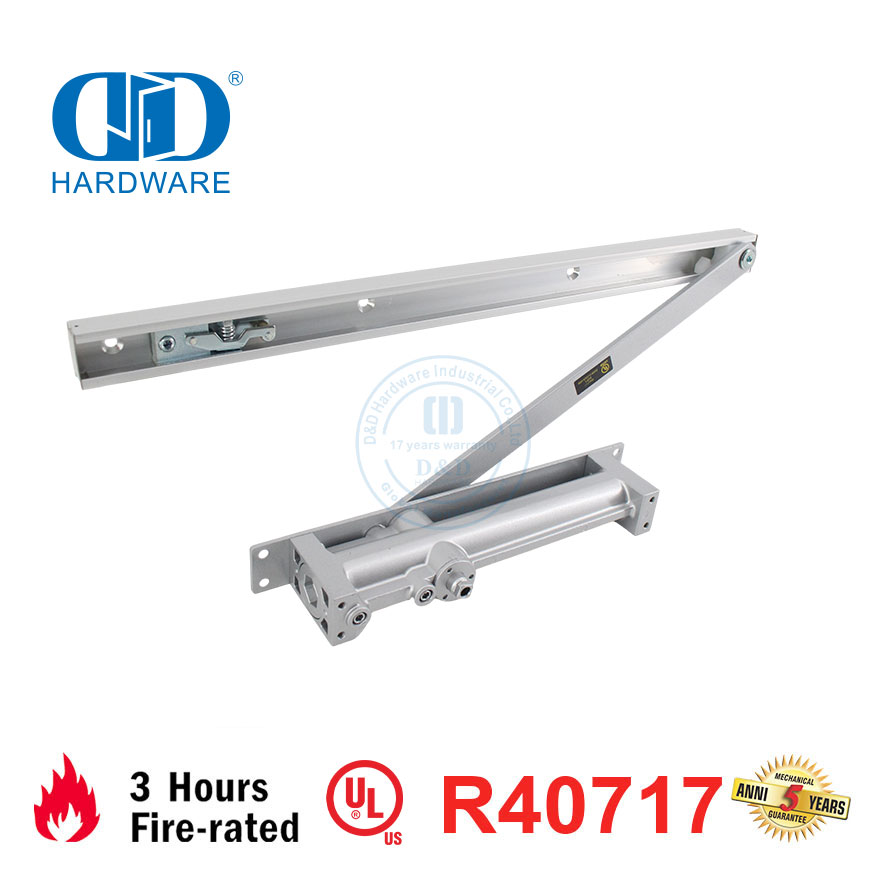 Manufacture UL Listed Fireproof 3 Hours Aluminium Heavy Duty Automatic Mounted Commercial Government Hospital Door Closer-DDDC055