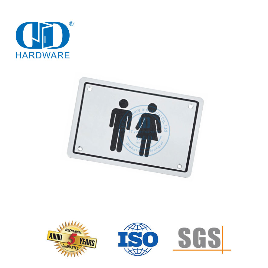 Stainless Steel Square Type Sign Plate Unisex Public Washroom Bathroom Toilet Door Sign Plate-DDSP003