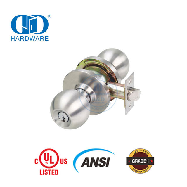 Frequently Used High Quality ANSI Grade 2 UL Fireproof Tubular Ball Privacy Function Lockable Lock For Wooden Metal Door Lockset-DDLK012
