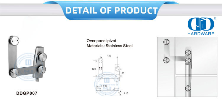 Stainless Steel Patch Fitting Pivot Fitting Curving Connector Pivot Glass Fitting-DDGP007
