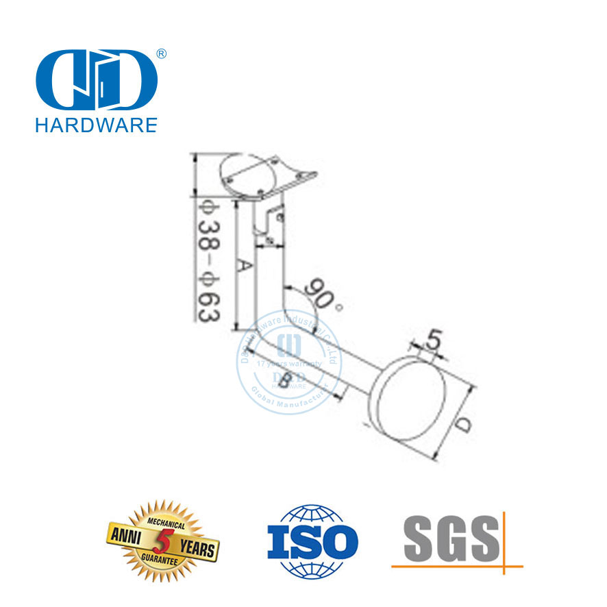 Stair Rail Accessories Stainless Steel Glass Clamp Bracket Glass Door Hardware Handrail Bracket-DDHB004