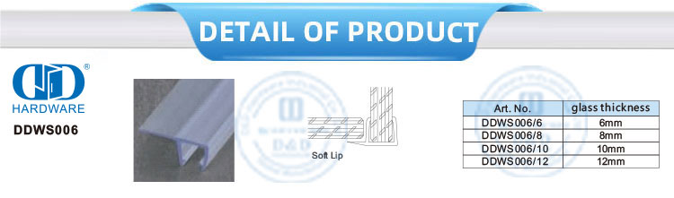 Bathroom Accessories Shower Seal Strip Glass Door Accessory Glass Door PVC Waterproof Rubber Seal Strip-DDWS006