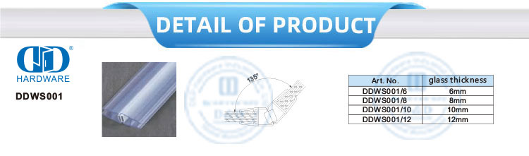 Magnetic Seal Strip Glass Door Waterproof PVC Plastic Seal Strip Bathroom Fittings-DDWS001