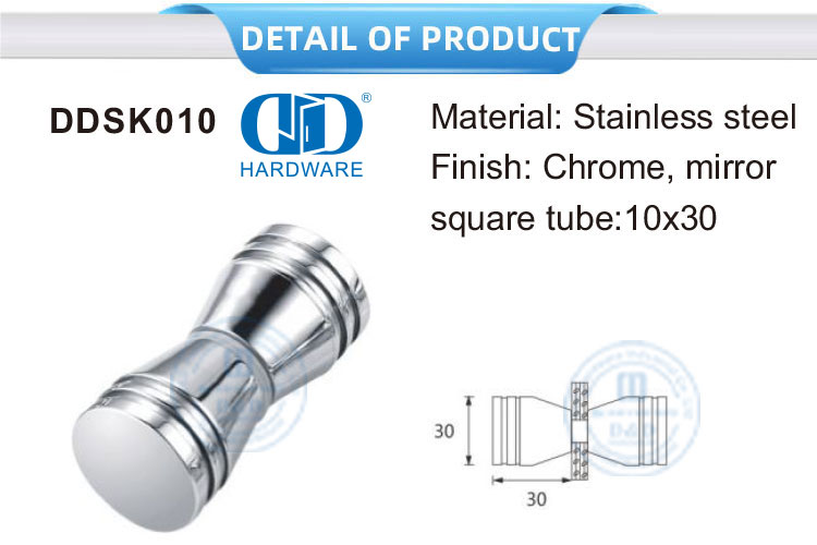 Furniture Hardware Solid Brass Single Side Shower Glass Door Knobs Bathroom Knob for Frameless Door-DDSK010