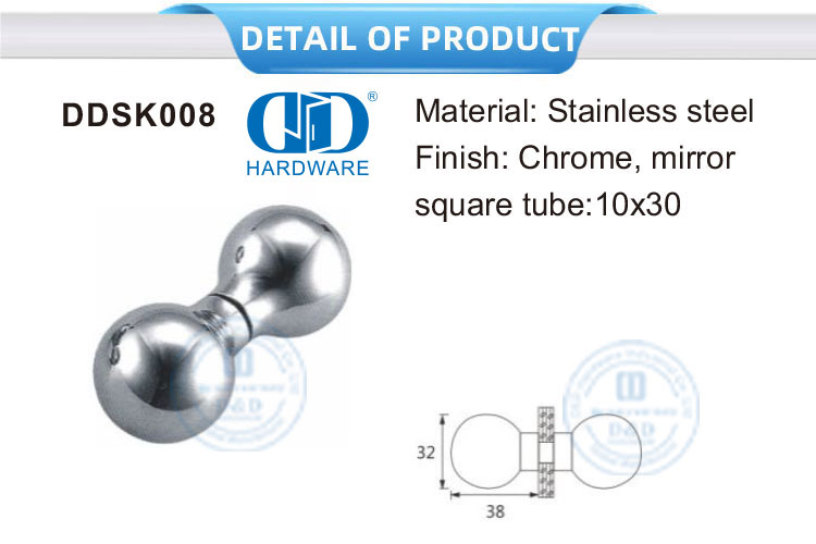 Round Square Glass Shower Door Handle Pull Stainless Steel Knob Glass Door Knob-DDSK008