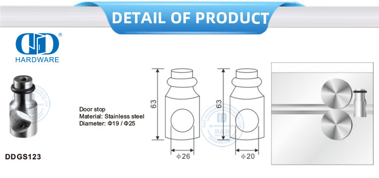 Door Stop Stainless Steel Glass Sliding Door Roller Glass Accessories Door Hardware For Bathroom Lavatory-DDGS124