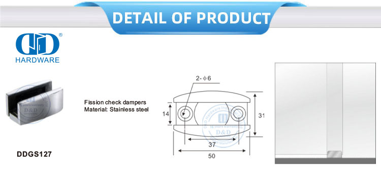 Fission Check Dampers Stainless Steel Sliding Door Hardware Glass Hardware Furniture Accessory For Bathroom-DDGS127