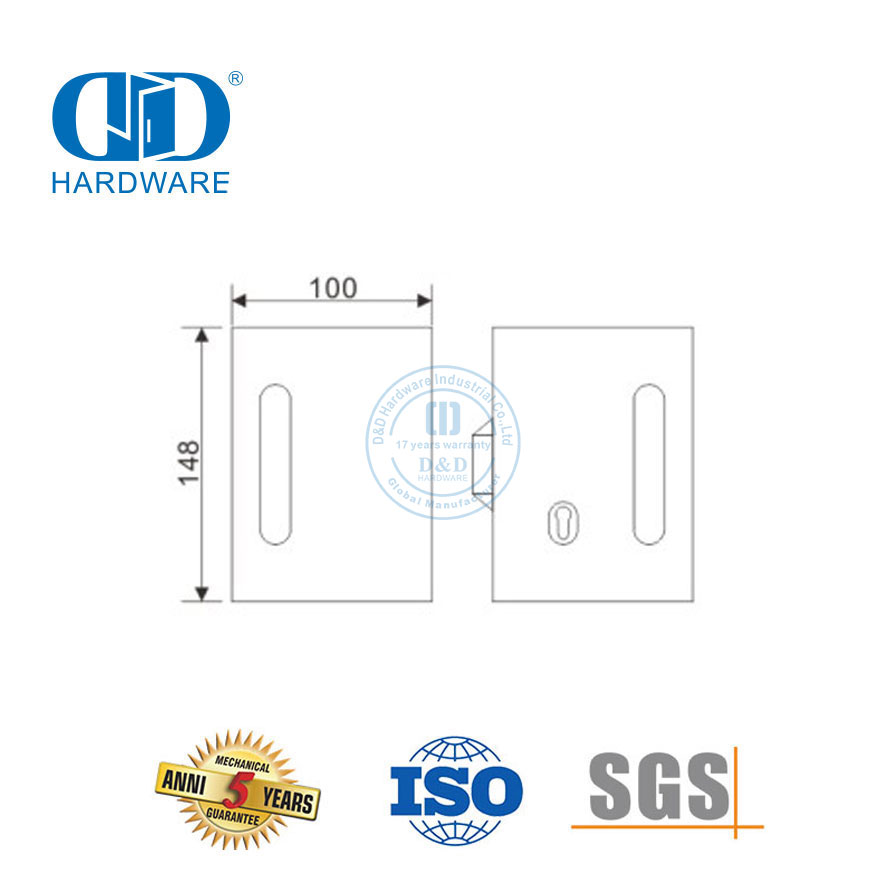 Stainless Steel Square Glass Sliding Door Lock Key Handle Lock Door Fitting-DDGL003