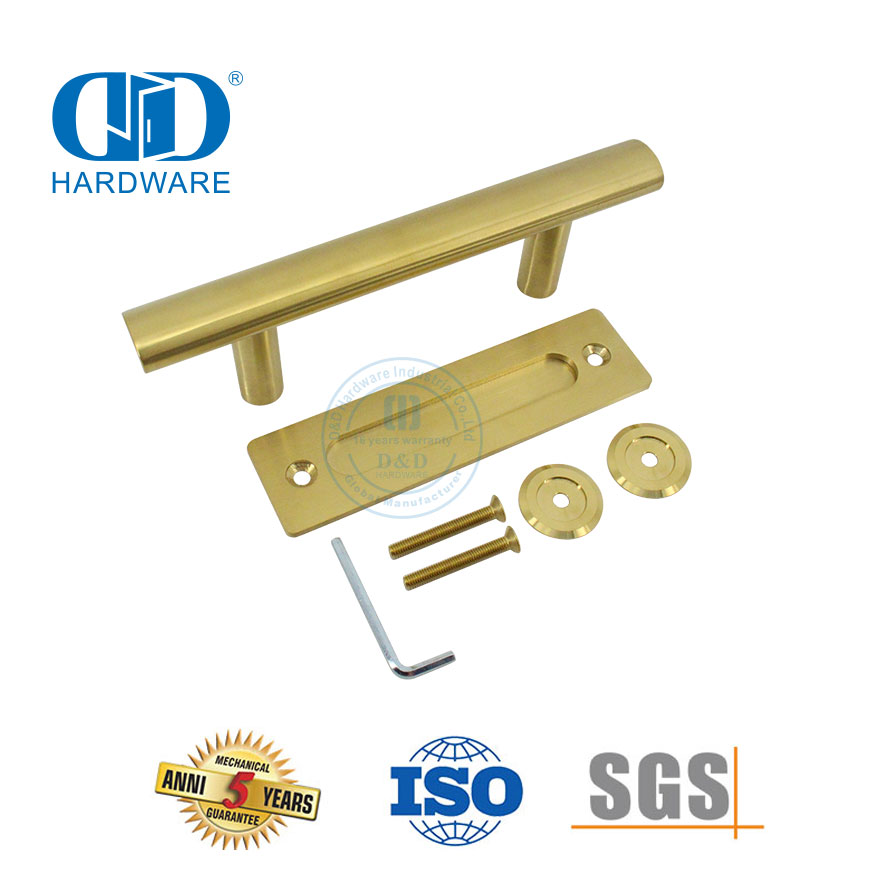 Stainless Steel Wooden Door Double Side Barn Door Handle Commercial Application Hollow Lever Handle-DDBD101 SB