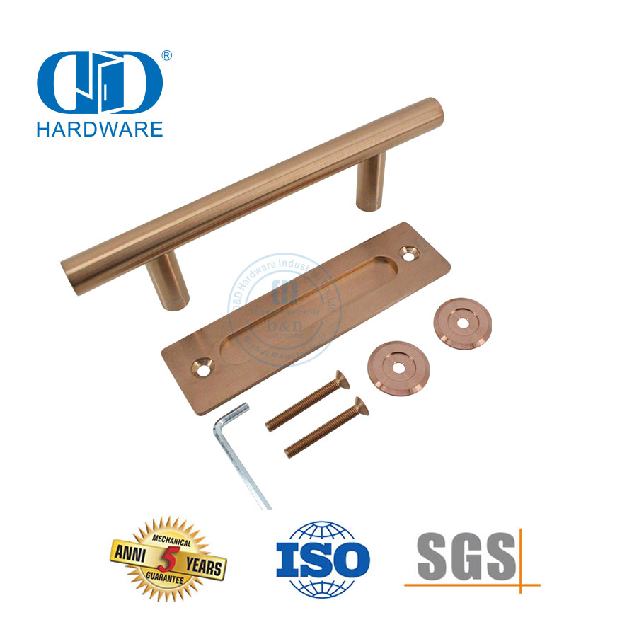 Stainless Steel Rose Gold Double Sided Push Pull Barn Door Handle Furniture Finger Pull Door Handle-DDBD102 SRG