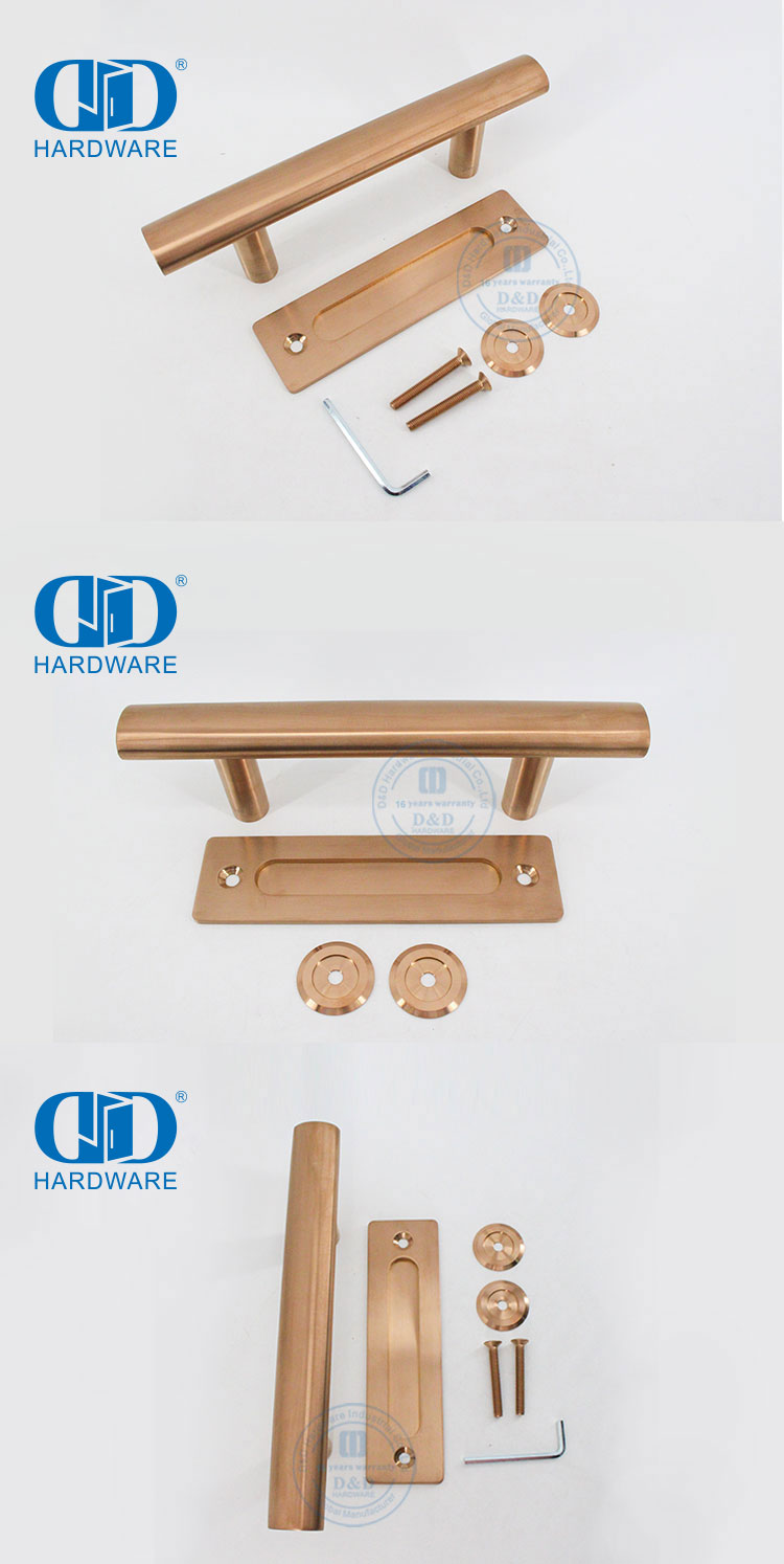 Stainless Steel Rose Golden Barn Door Handle Sliding Door Hardware Tubular Pull Handle-DDBD101 SRG