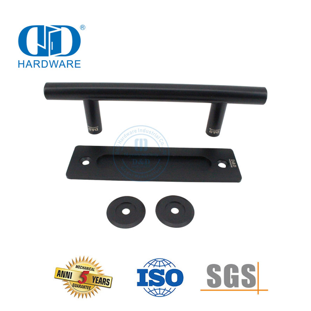 Black Stainless Steel Sliding Double Side Heavy Duty Barn Door Handle Construction Hardware-DDBD102 Black