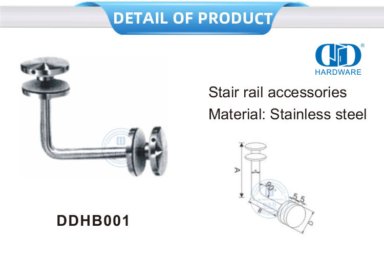 Manufacturer Stainless Steel Door Fitting Glass Stair Balustrade Railing Handrail Bracket-DDHB001