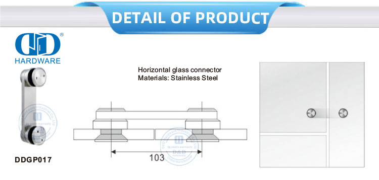 Stainless Steel Horizontal Glass Connector Furniture Accessory Glass Door Pivot-DDGP017