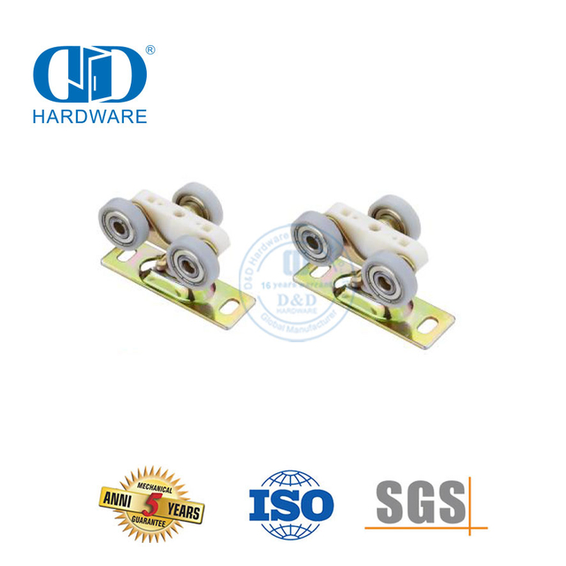 Stainless Steel Plastic Flat Three Wheel Roller Sliding Barn Door Hardware Kits Furniture Hardware-DDBD053