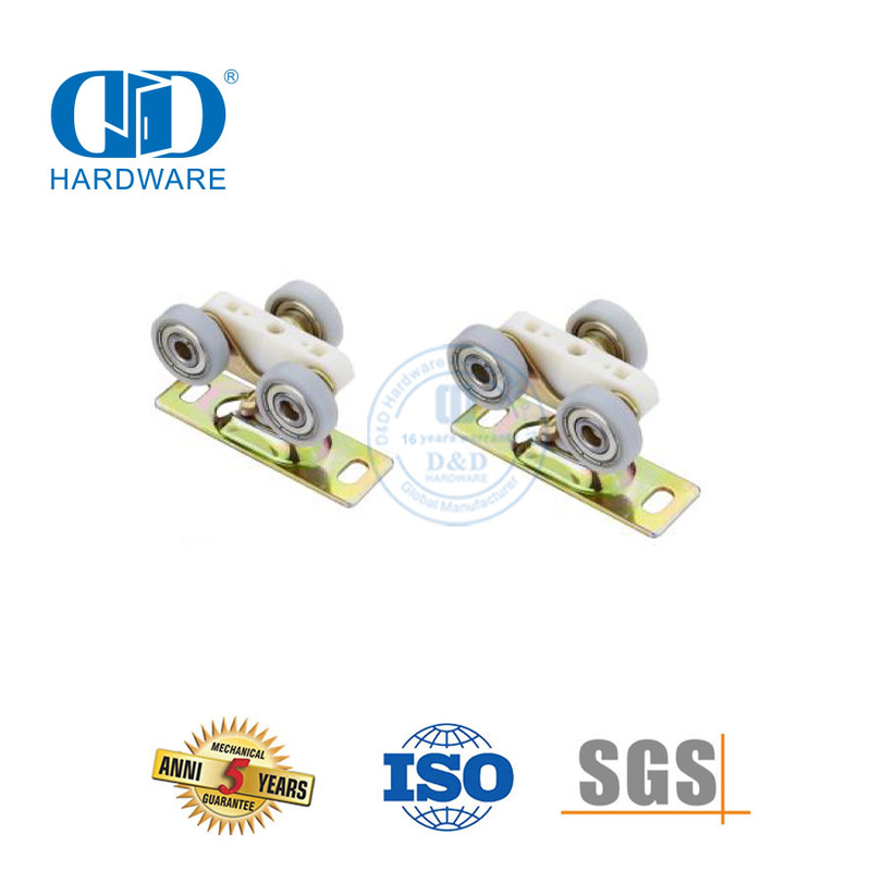 Stainless Steel Plastic Flat Three Wheel Roller Sliding Barn Door Hardware Kits Furniture Hardware-DDBD053
