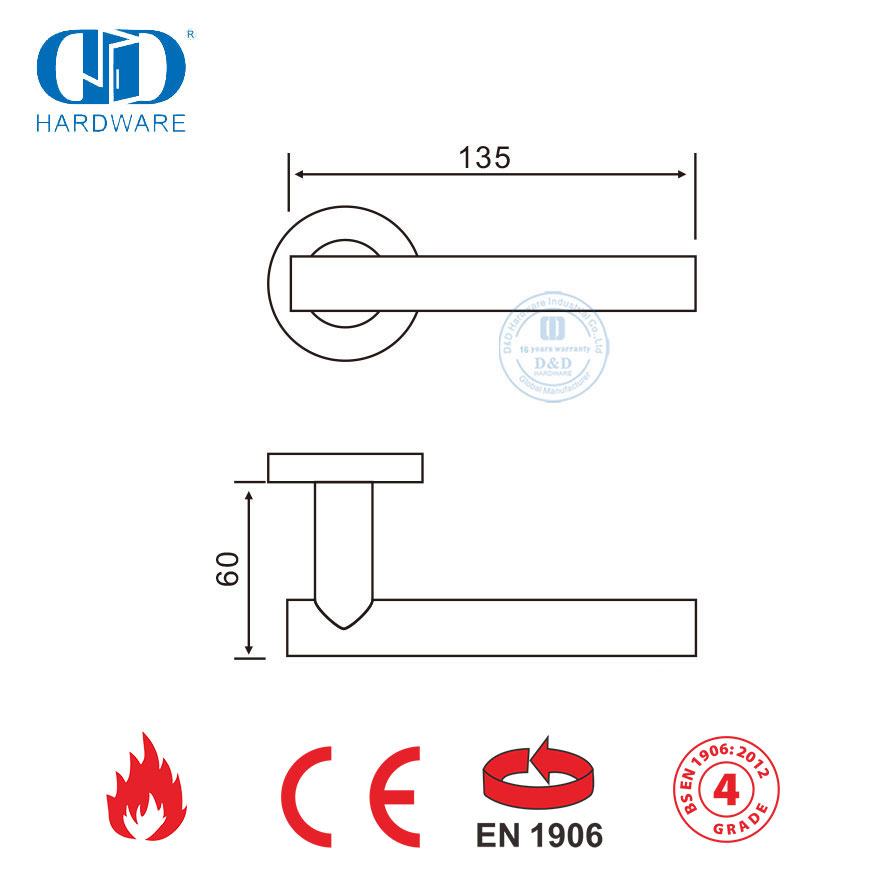 EN 1906 Good Quality Straight Tubular Type Lever Handle-DDTH009-SSS