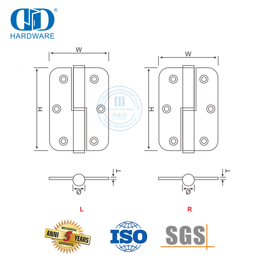 Stainless Steel Round Corner Lift-off Door Hinge-DDSS020